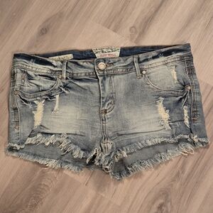 Hot Kiss Light Blue Distressed Denim Cutoff Shorts